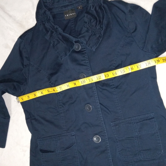 Tribal Navy 3/4 Sleeve Button Front Utility Jacket size 10 - Picture 9 of 10
